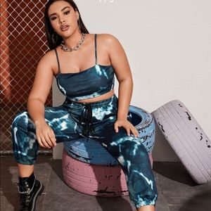 Plus Tie Dye Cami Top & Sweatpants